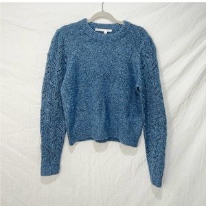 Veronica Beard Devi Openwork Puff Sleeve Sweater